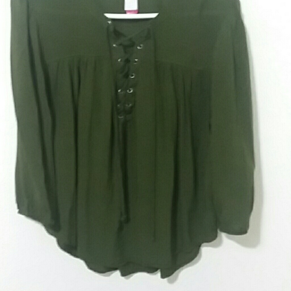 Navy green cross over chest